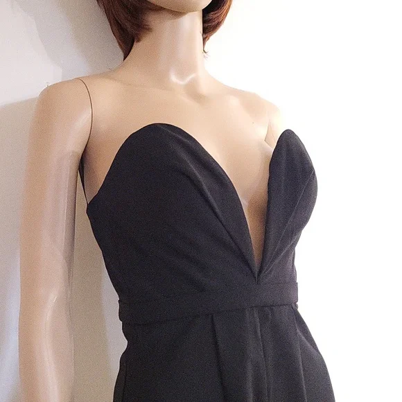 Jarlo Valentina Deep V Plunge Strapless Tailored Jumpsuit / Sz 2 / Black - Picture 7 of 17